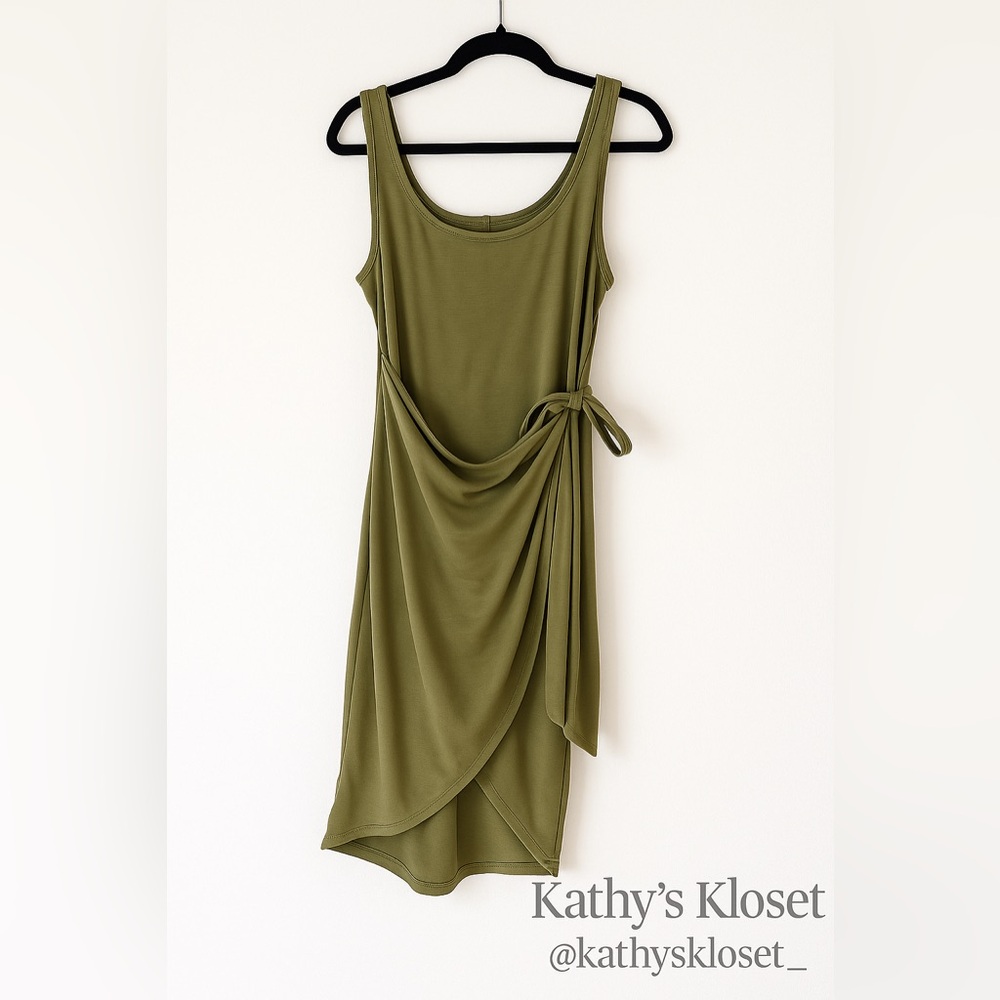 SHEIN Olive Asymmetrical Sleeveless Dress